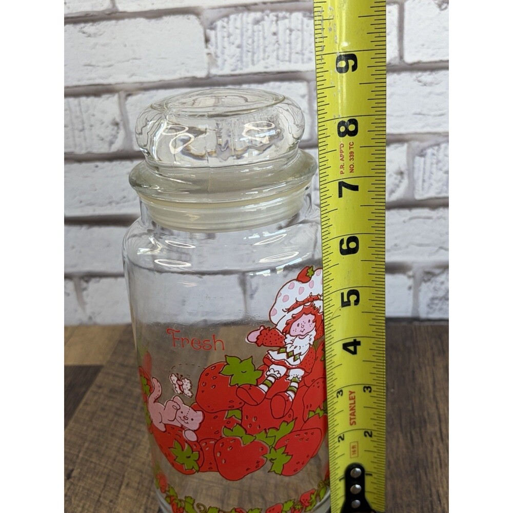 Strawberry Shortcake Glass Canister Jar & Lid 8.5” 1980 Vintage Mint - Picture 10 of 11